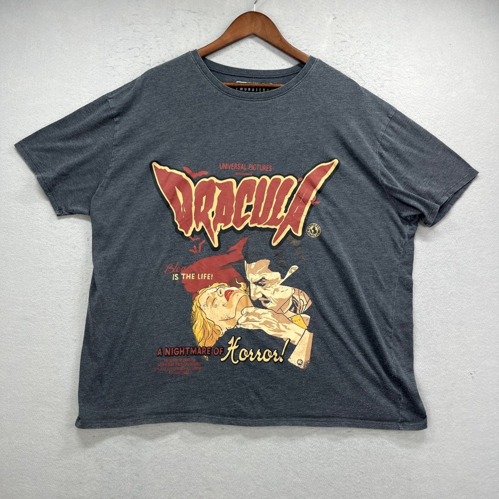Universal Monsters Dracula Graphic Tee Mens XXL Gray Horror Movie Classic Retro